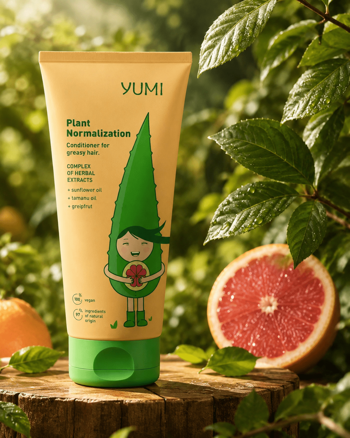 Yumi Tasapainottava Hoitoaine Greippi 200 ml – Vegaaninen hoitoaine rasvoittuville hiuksille - Skonbeauty.com