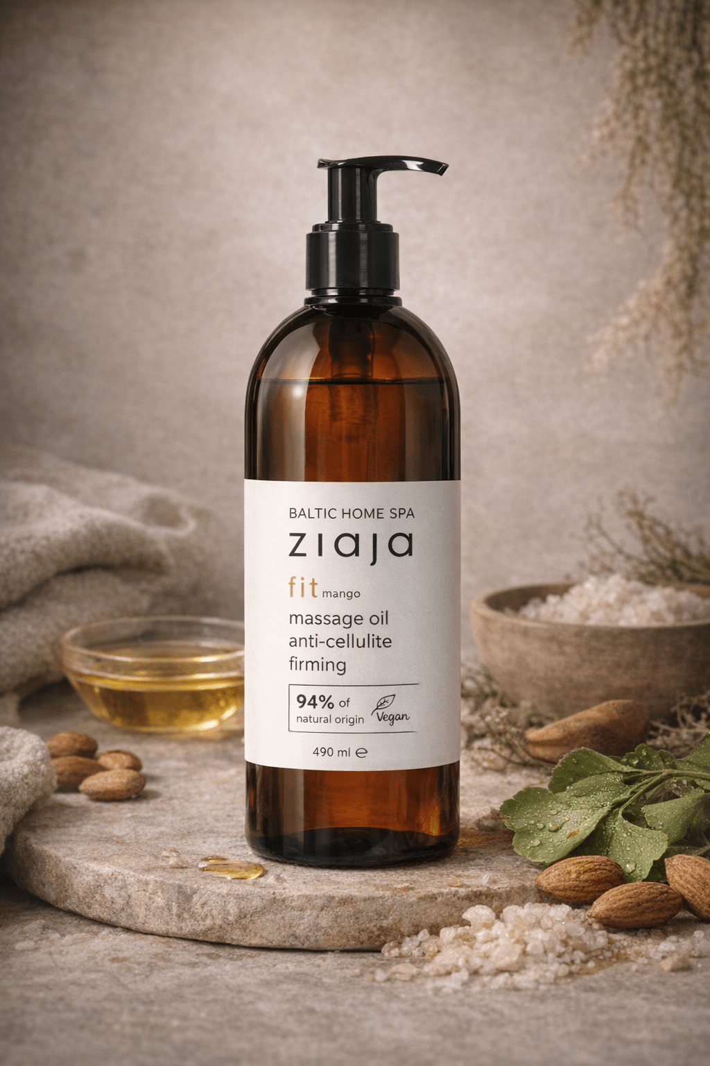Ziaja Baltic Home Spa Fit Mango Hierontaöljy 490 ml – Kiinteyttävä Anti - Cellulite Vartaloöljy - Skonbeauty.com