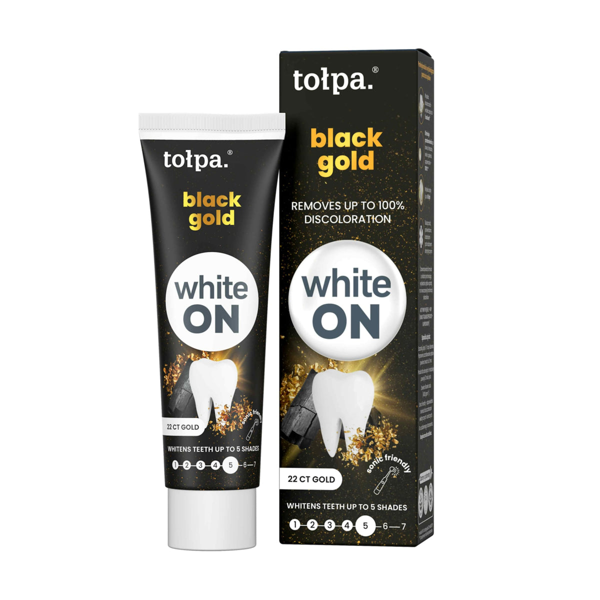 WhiteON Black Gold valkaiseva hammastahna 75 ml – 22K kulta & aktiivihiili