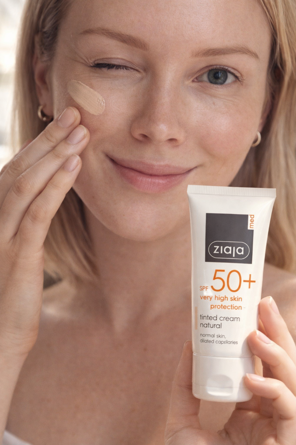 Ziaja Med SPF 50+ Sävytetty Suojavoide – Heleyttävä & Rauhoittava Päivävoide Couperosa- ja Herkälle Iholle 50 ml