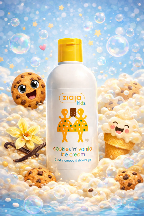 Cookies ‘n’ Vanilla lasten shampoo & suihkugeeli 400 ml – hellävarainen 2in1 pesutuote lapsille - Skonbeauty.com