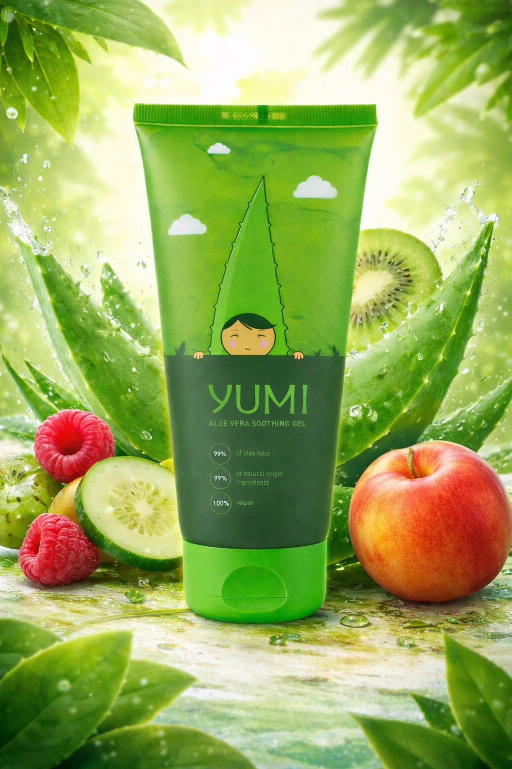 Yumi Aloe Vera Geeli 99 % – kosteuttava aloe vera kasvoille, vartalolle ja hiuksille 200 ml - Skonbeauty.com