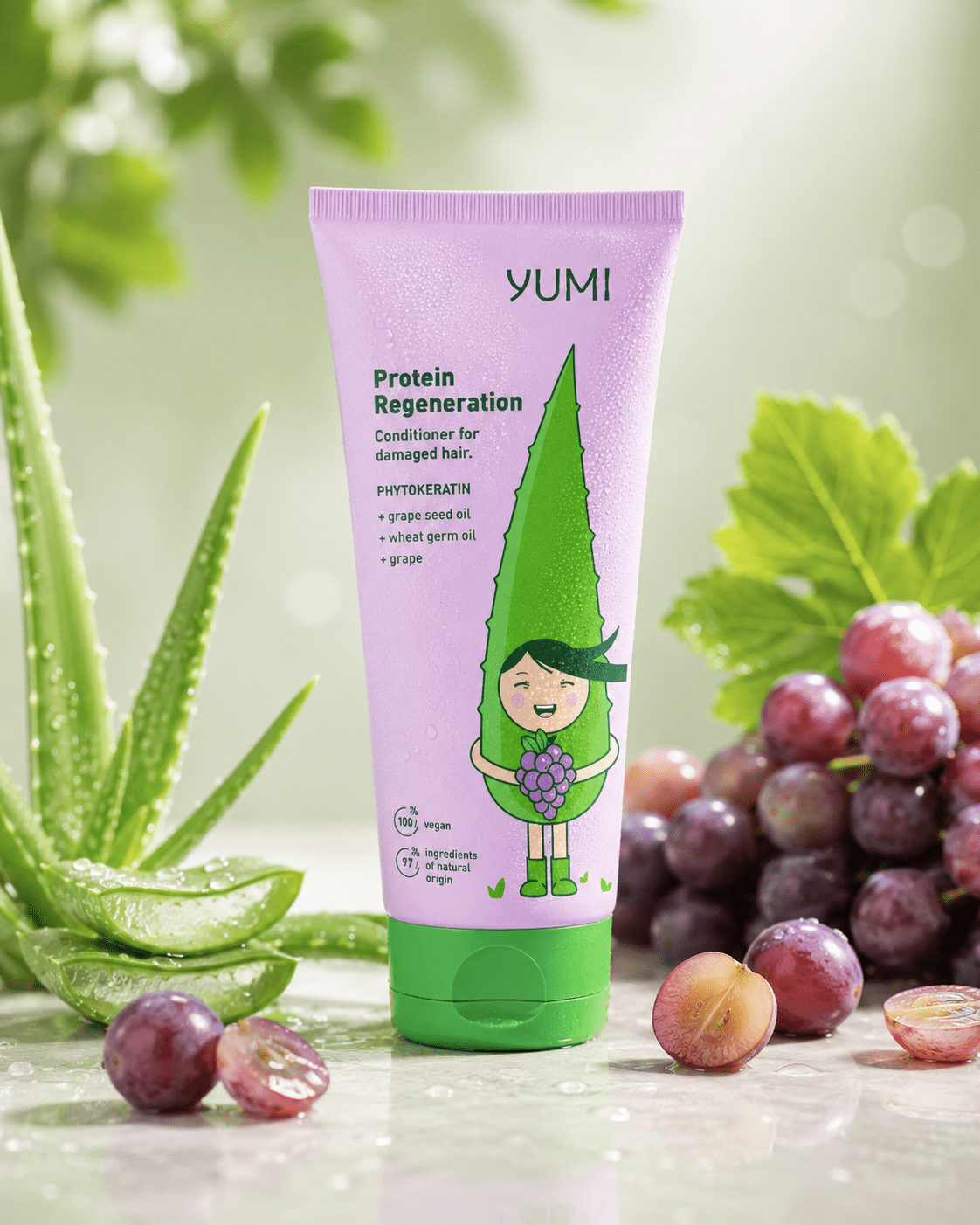 Yumi Grape Protein Repair Conditioner 200 ml – Uudistava hoitoaine vaurioituneille hiuksille - Skonbeauty.com