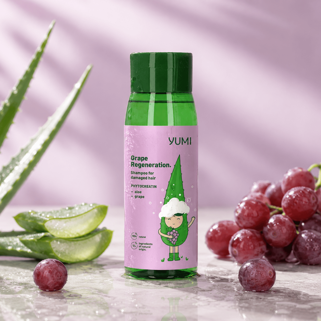 Yumi Grape Regeneration Shampoo 300 ml – Uudistava shampoo vaurioituneille ja kuiville hiuksille - Skonbeauty.com