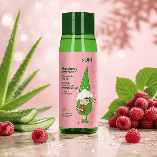 Yumi Raspberry Moisture Shampoo 300 ml – Kosteuttava shampoo kuiville ja kosteusköyhille hiuksille - Skonbeauty.com
