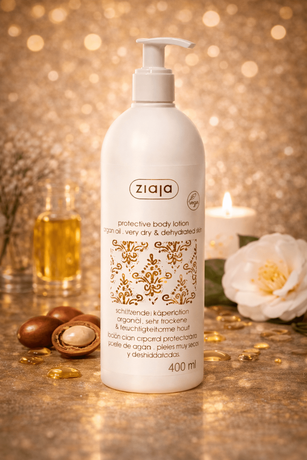Ziaja Argan Oil suojaava vartalovoide 400 ml – ravitseva ja rauhoittava vartalovoide kuivalle ja erittäin kuivalle iholle - Skonbeauty.com