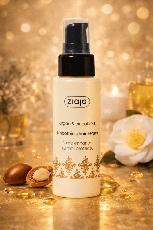 Ziaja Argan & Tsubaki Oil hiusseerumi 50 ml – silottava hiusöljy ja lämpösuoja kuiville ja vaurioituneille hiuksille - Skonbeauty.com