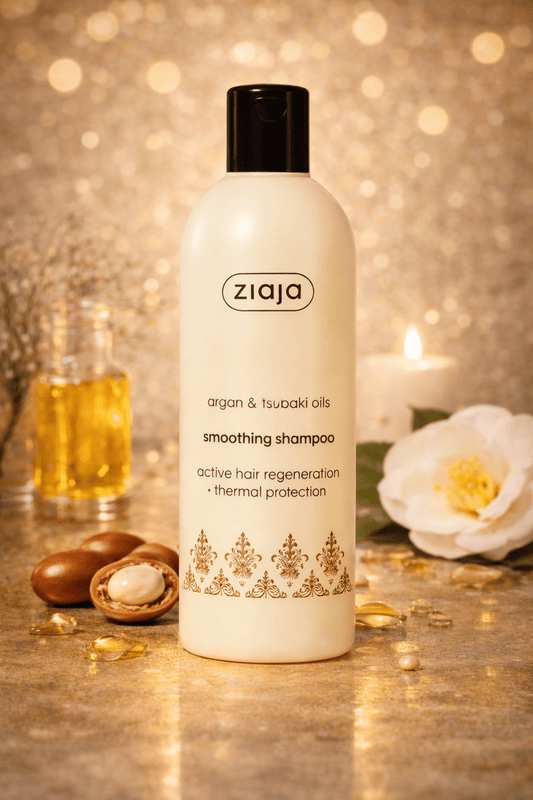 Ziaja Argan & Tsubaki Oils silottava shampoo 300 ml – kosteuttava shampoo kuiville ja vaurioituneille hiuksille - Skonbeauty.com