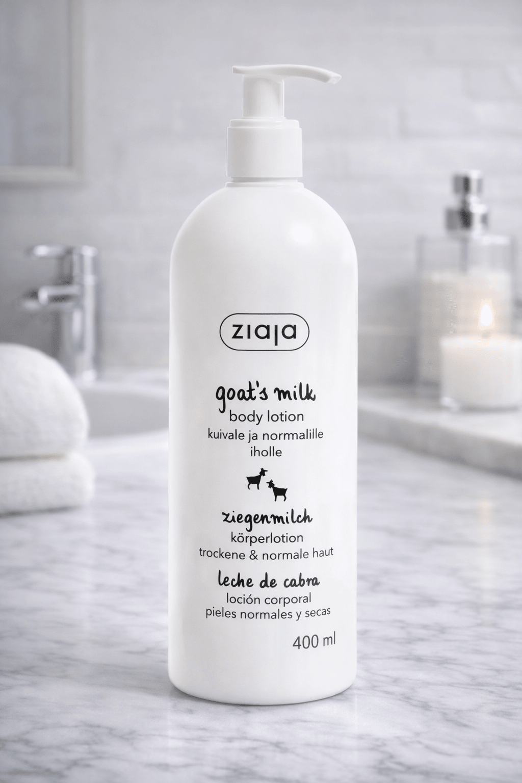 Ziaja Goat’s Milk Vartalovoide 400 ml – Kosteuttava Vuohenmaito Body Lotion Kuivalle ja Normaalille Iholle - Skonbeauty.com