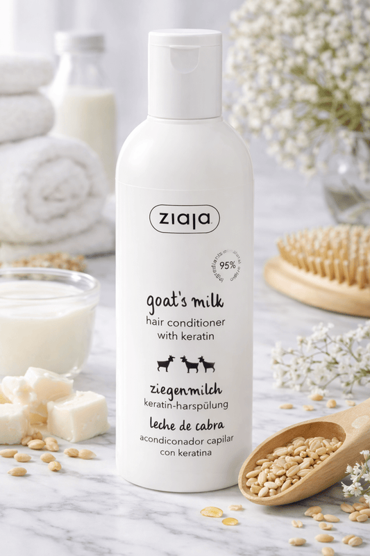 Ziaja Goat’s Milk Vuohenmaito Hoitoaine 200 ml – Vahvistava & Kosteuttava Hoitoaine Kuiville ja Vaurioituneille Hiuksille - Skonbeauty.com