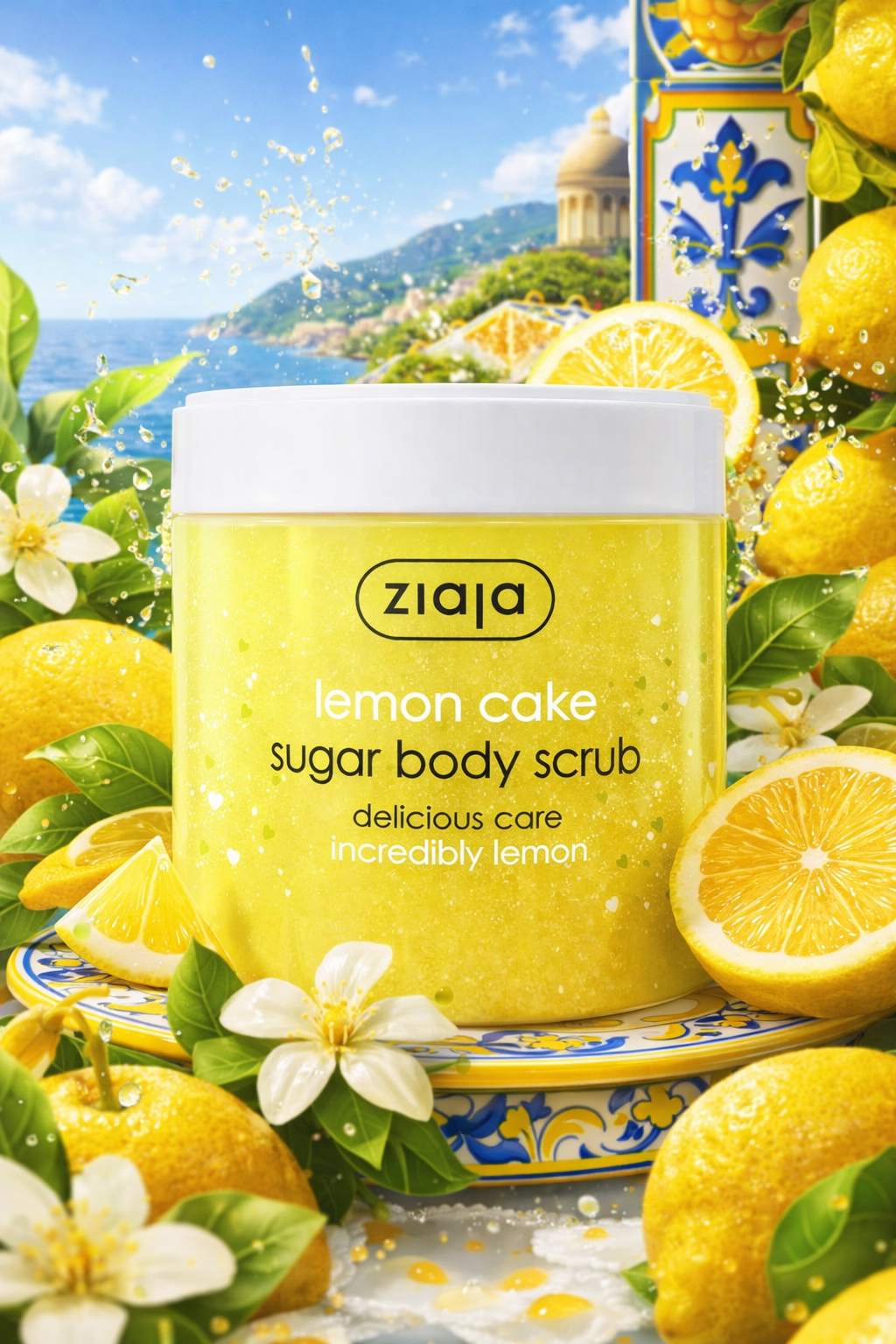 Ziaja Lemon Cake vartalokuorinta 300 ml – kirkastava sokerikuorinta, joka silottaa ihoa - Skonbeauty.com