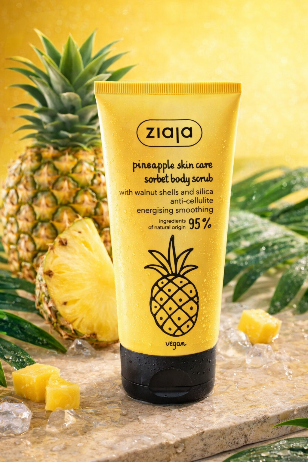 Ziaja Pineapple Skin Care Ananas Sorbetti Vartalokuorinta 160 ml – Energisoiva vegaaninen vartalon kuorinta, sileälle ja hehkuvalle iholle - Skonbeauty.com