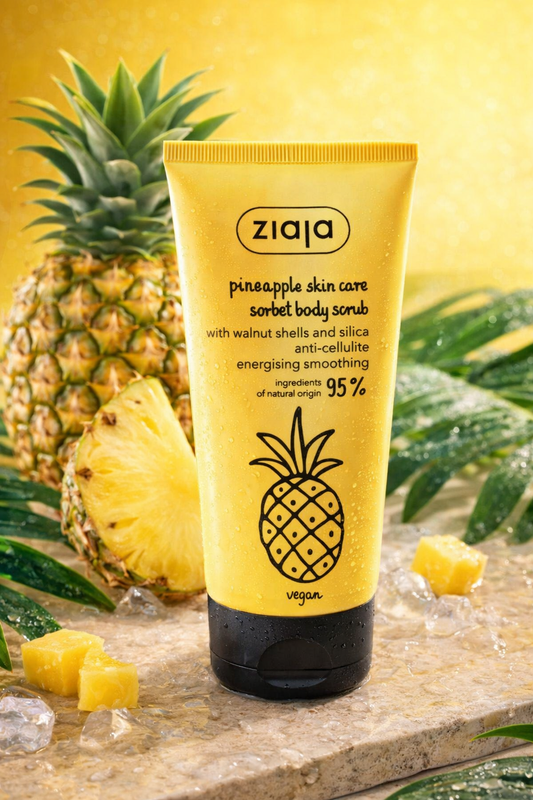 Ziaja Pineapple Skin Care Ananas Sorbetti Vartalokuorinta 160 ml – Energisoiva vegaaninen vartalon kuorinta, sileälle ja hehkuvalle iholle - Skonbeauty.com