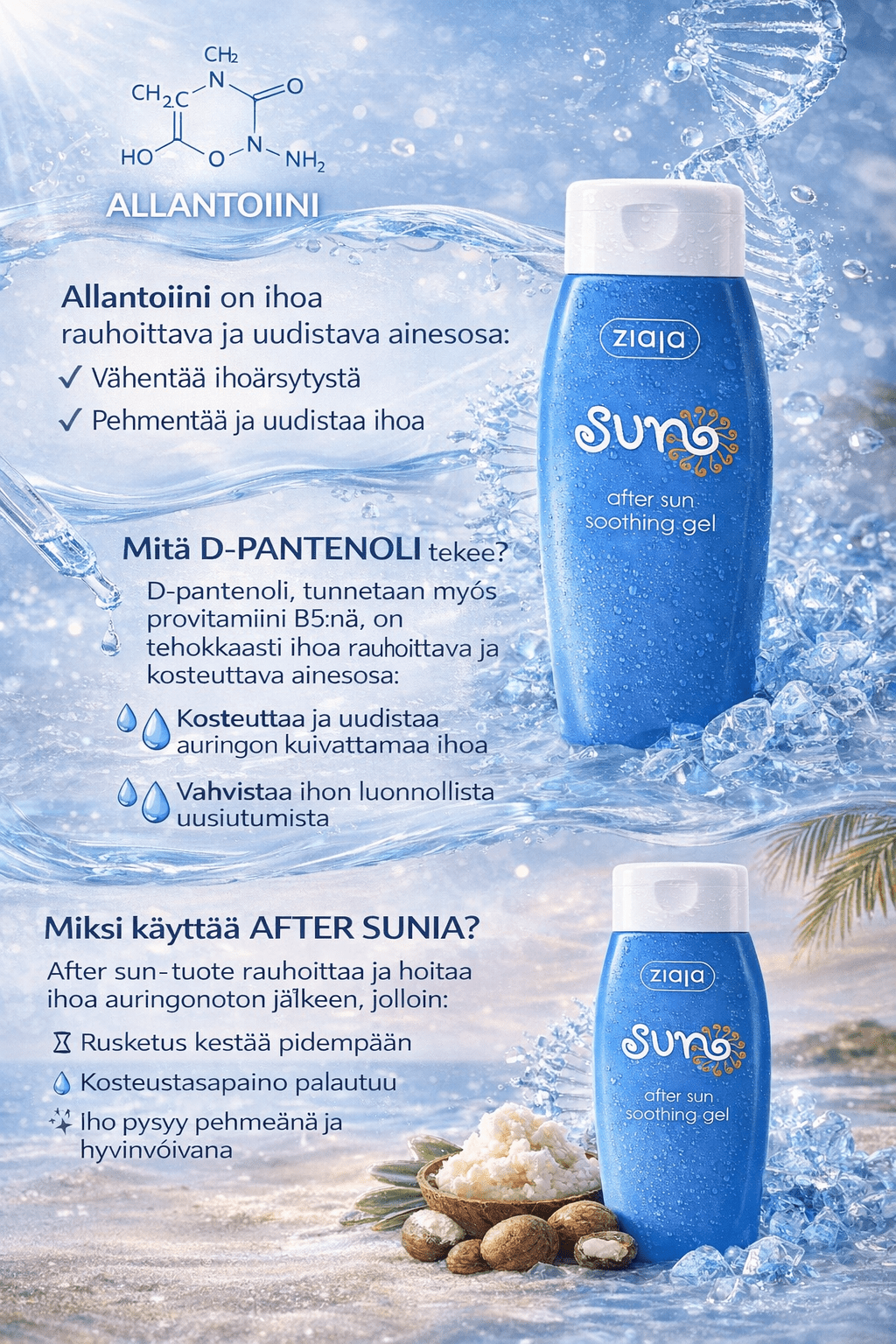 Ziaja Sun After Sun Soothing Gel 200 ml – Rauhoittava After Sun - geeli D - pantenolilla ja Allantoiinilla - Skonbeauty.com