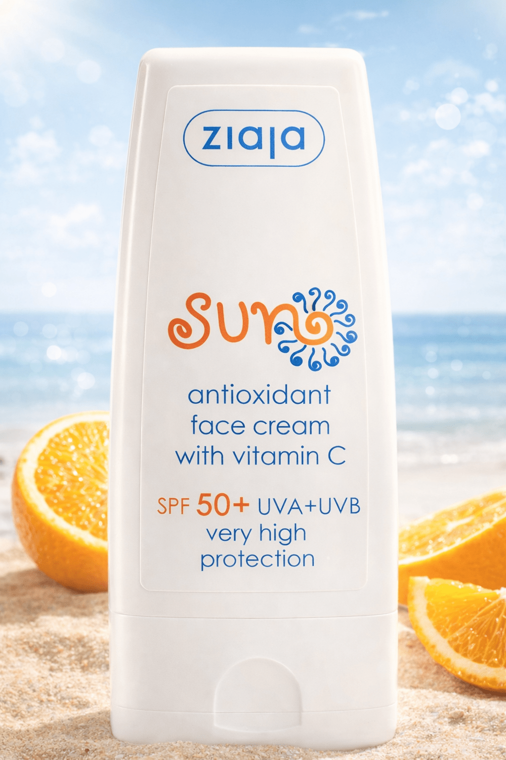 Ziaja Sun Kasvoaurinkovoide SPF 50+ 50 ml – Antioksidanttinen C - vitamiini Kasvovoide UVA & UVB Suojalla - Skonbeauty.com