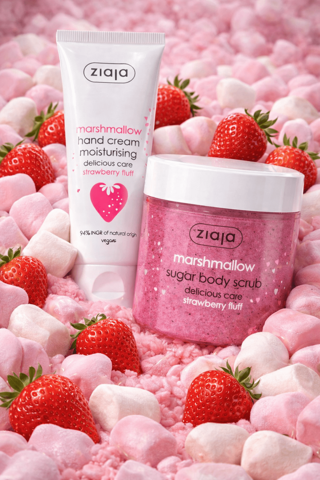 Ziaja Vaahtokarkki vartalokuorinta + käsivoide lahjasetti – sokerikuorinta ja kosteuttava käsivoide - Skonbeauty.com